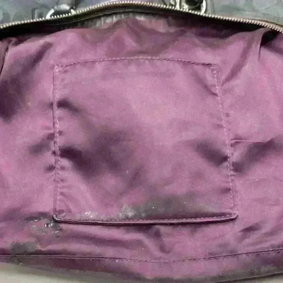 Coach Ashley F18777 Charcoal Gray Sateen Leather Signature Shoulder/Handbag - Picture 13 of 15